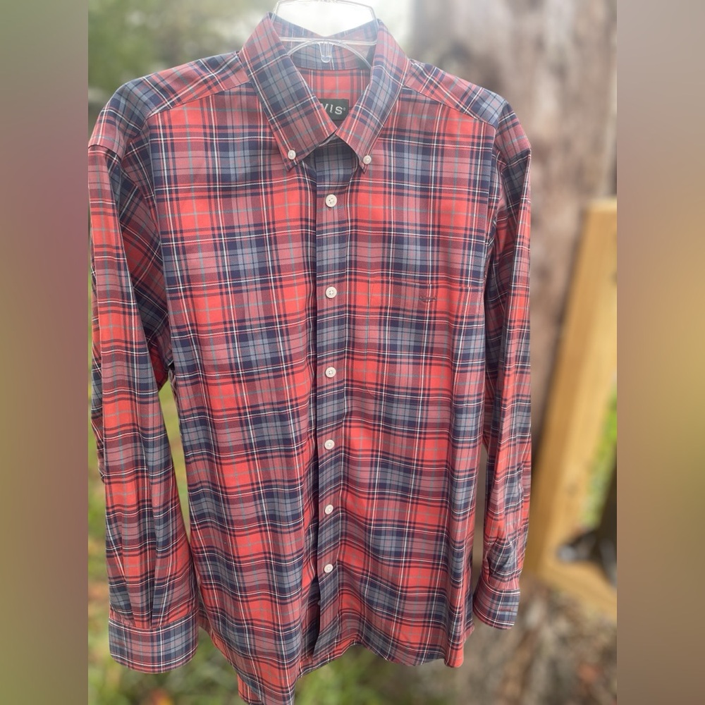 Orvis Long sleeve mens button down plaid shirt size Medium/Holiday/preppy